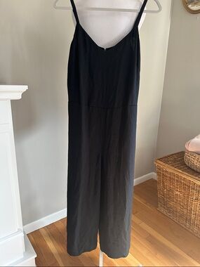 Vince Black Wide-Leg Crop Jumpsuit with Adjustable Spaghetti Straps, Sz 8